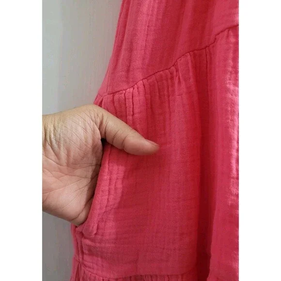 Xírena Nissa Mini Dress Pink Cotton Boho Tiered Summer Size Small Beach Vacation - Picture 4 of 10